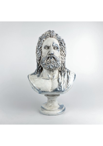 Poseidon 'silver Moss' Dekoratif Heykel, Pop Art Roma Yunan Heykelleri