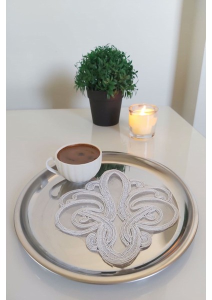 6 Adet Gri Fransız Tarzı Modern Bardak Altlığı & Kokteyl Peçetesi