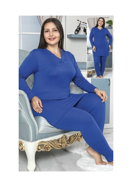 Kadın Büyük Beden Tunik Tayt Pijama Takım