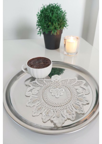 6 Adet Affection Beyaz Fransız Tarzı Modern Bardak Altlığı & Kokteyl Peçetesi