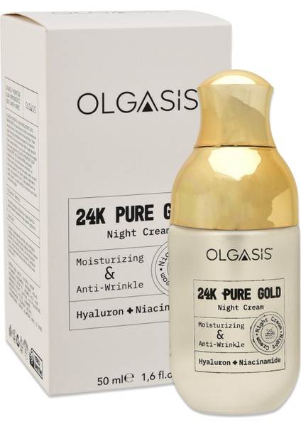 24K Pure Gold Hydratıng Glow Night Cream 50ML 24K Saf Altın Parçacıklı Nemlendirici Gece Bakım Kremi