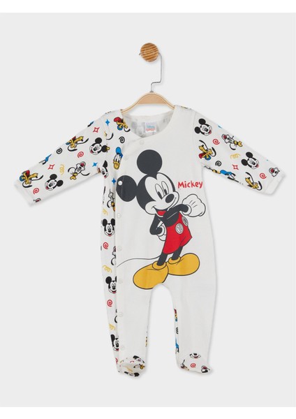 Disney Mickey Mouse Lisanslı Erkek Bebek Uzun Kol Patikli Tulum 20839