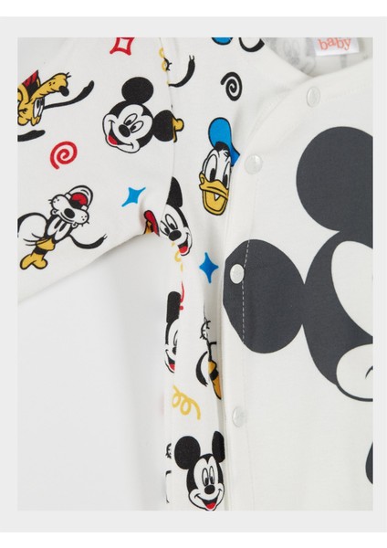 Disney Mickey Mouse Lisanslı Erkek Bebek Uzun Kol Patikli Tulum 20839