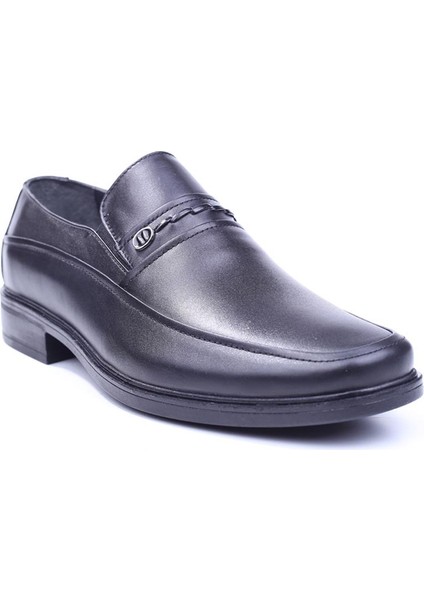 2030 Erkek Deri Siyah Bağcıksız Klasik Ayakkabı