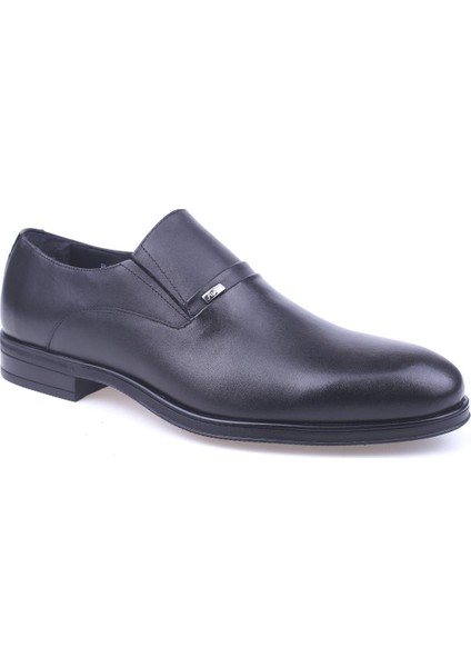 2907 Erkek Siyah Deri Bağcıksız Klasik Ayakkabı