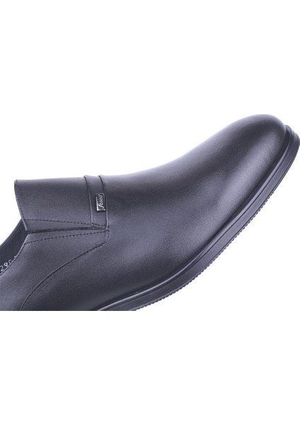 2907 Erkek Siyah Deri Bağcıksız Klasik Ayakkabı indirimleri