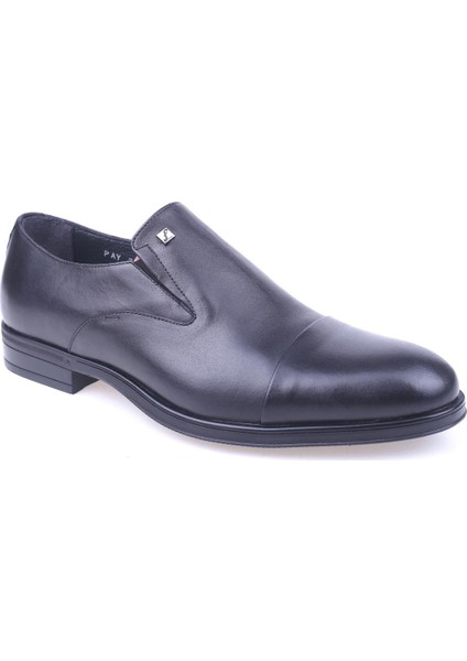 2906 Erkek Siyah Deri Bağcıksız Klasik Ayakkabı
