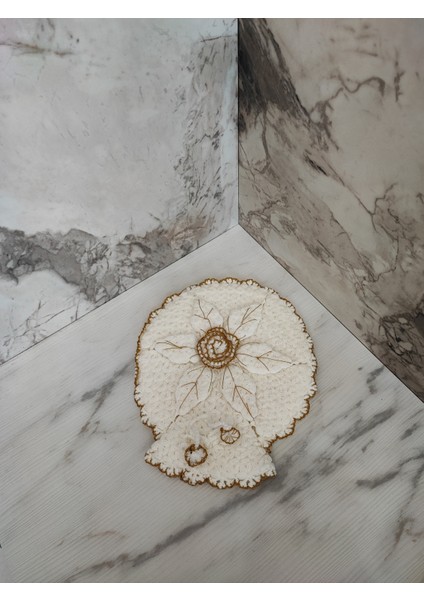 MadeByMayHand El Örmesi Banyo Lifi Çeyizlik Lif Sarı Simli Yuvarlak