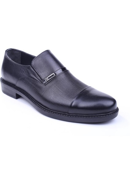 1697 Erkek Deri Siyah Bağcıksız Klasik Ayakkabı