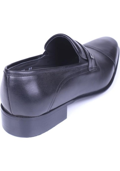6059 Erkek Siyah Deri Bağcıksız Klasik Ayakkabı modelleri