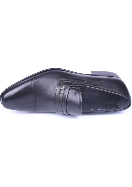 6059 Erkek Siyah Deri Bağcıksız Klasik Ayakkabı fırsatları