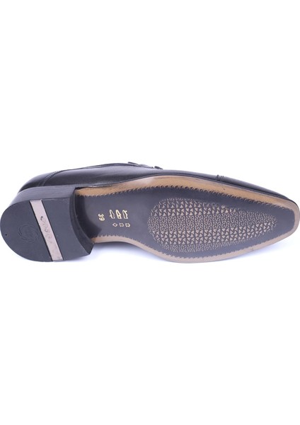 6059 Erkek Siyah Deri Bağcıksız Klasik Ayakkabı indirimleri