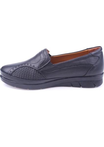 2505 Siyah Kadın Deri Ortopedik Ayakkabı modelleri