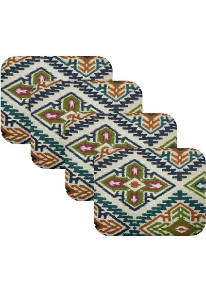 Knsz oturma minderi 4 lü mazlum kilim desen tel sandalyesi oturma yeri için
