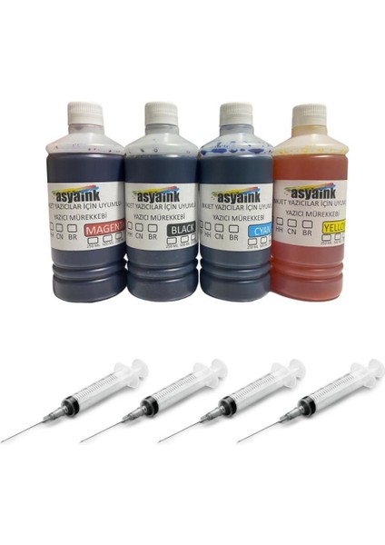 Canon Pixma E414 Mürekkep Seti 15000 Sayfa Baskı 4 x 500 ml