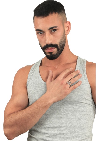 Erkek Antik Gümüş Kaplama Ayarlanabilir Dolama Formlu Kılıç Yüzük modelleri
