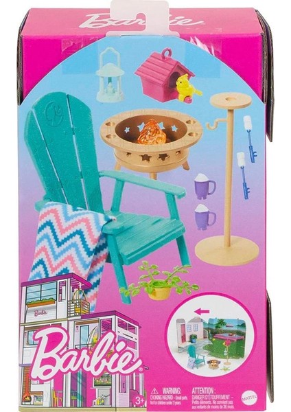 HJV32 Barbie'nin Ev Dekorasyonu Oyun Seti - Bahçe Aksesuarları HJV33