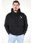 Erkek Sweatshirt Kapüşonlu Baskılı Siyah Kalın İçi Polarlı 1