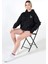 Kadın Sweatshirt Kapüşonlu Owersize Siyah Baskılı Kalın İçi Polarlı 1