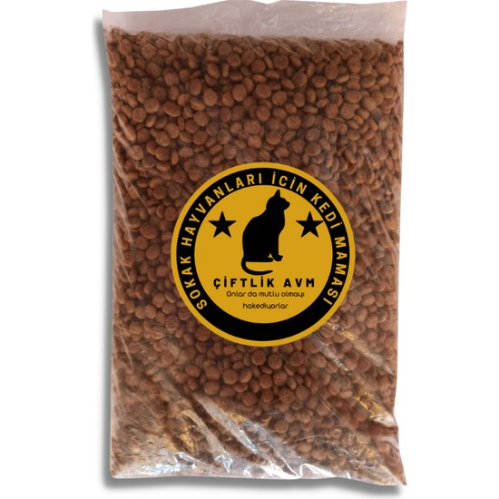Çiftlik Avm Sokak Kedileri İçin Süper Premium Et Aromalı Mama 3 kg Besleyici İçerik