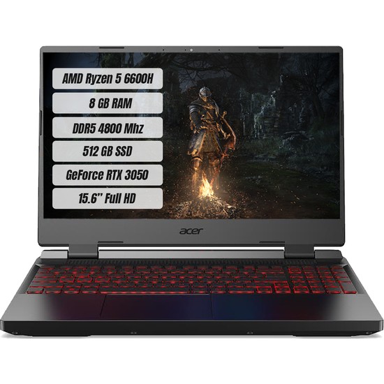 Acer Nitro 5 AN515-46 AMD Ryzen 5 6600H 8GB 512GB SSD RTX3050 Freedos 15.6" FHD Taşınabilir Bilgisayar NH.QGXEY.001