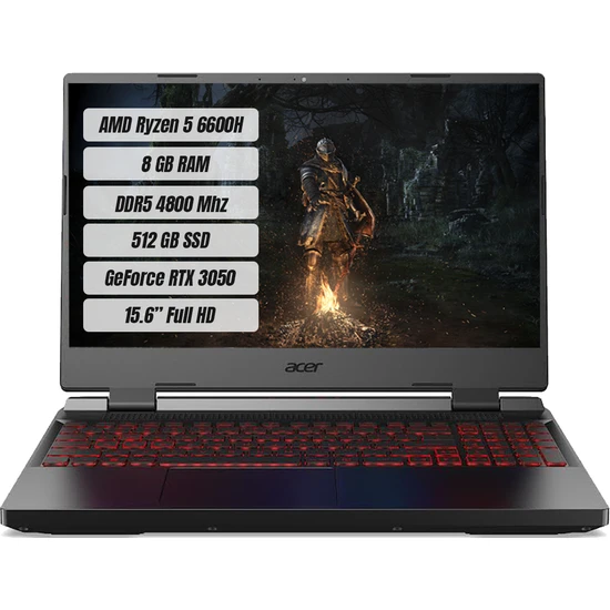 Acer Nitro 5 AN515-46 AMD Ryzen 5 6600H 8GB 512GB SSD RTX3050 Freedos 15.6 FHD 144 Hz Taşınabilir Bilgisayar NH.QGXEY.001