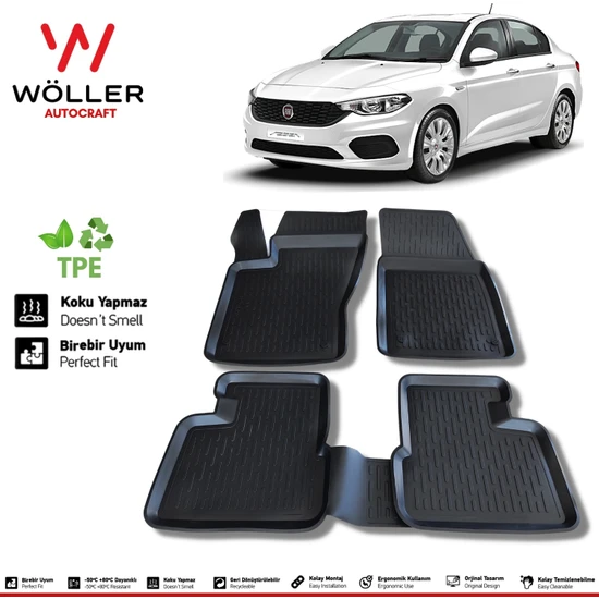 Wöller Fiat Egea Paspas 2015 2024 Arası 3D Havuzlu Wöller Paspas