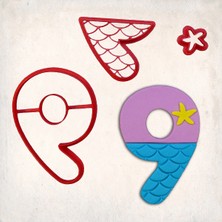 Butedo Deniz Kızı Rakam 9 Detaylı Kurabiye Kalıp Seti 3 Parça