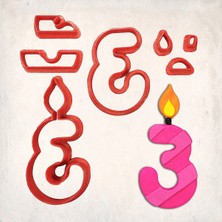 Butedo Mum Rakam 3 Detaylı Kurabiye Kalıp Seti 6 Parça