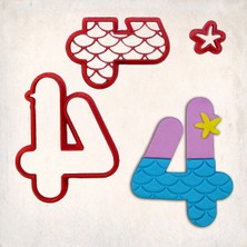 Butedo Deniz Kızı Rakam 4 Detaylı Kurabiye Kalıp Seti 3 Parça