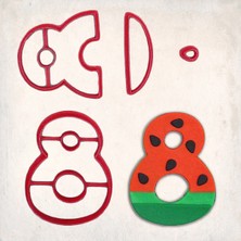 Butedo Karpuz Rakam 8 Detaylı Kurabiye Kalıp Seti 4 Parça