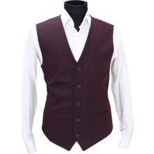 Mentor Regalo Erkek Yelek V Yaka Bordo Balıksırtı 50463 M