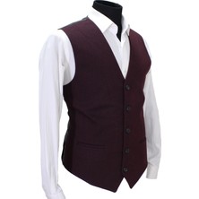 Mentor Regalo Erkek Yelek V Yaka Bordo Balıksırtı 50463 M
