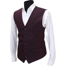 Mentor Regalo Erkek Yelek V Yaka Bordo Balıksırtı 50463 M