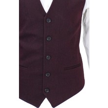Mentor Regalo Erkek Yelek V Yaka Bordo Balıksırtı 50463 M