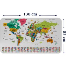 Harita Sepeti Türkçe Ülke Bayrak Lı Eğitici Başkent Detaylı Atlası Dünya Haritası Duvar Sticker  3841XL