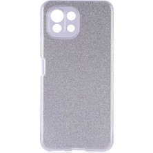 Xiaomi Mi 11 Lite Kılıf Shining Parlak Simli Silikon Kapak Gri Telefon Kılıfı