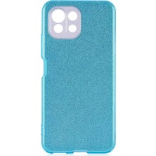 Xiaomi Mi 11 Lite Kılıf Shining Parlak Simli Silikon Kapak Mavi Telefon Kılıfı