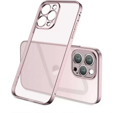 Apple iPhone 13 Pro Max Kılıf Mat Gbox Silikon Kapak Ince Mat Arka Yüzey Elektroplatin Rose Gold Telefon Kılıfı