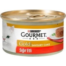 Purina Gourmet Gold Savoury Cake Sığır Etli Kedi Konservesi 12 Adet 85 gr Yaş Mama