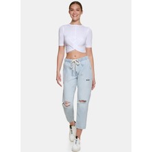 Dkny Jeans Bisiklet Yaka Düz Beyaz Kadın T-Shirt E22FLHVX