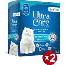 BentySandy Ultra Care Series Hassas Kediler İçin Gümüş İyonlu Topaklanan İnce Taneli Kedi Kumu 8lx2