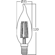 Braytron BA35-00410-BRAYTRON 4W 2700K Sarı Işık E14 Kıvrık Mum LED Rustik Ampul 5'li Paket