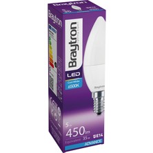 Braytron BA09-00513-BRAYTRON 5W 6500K Beyaz Işık E14 Mum LED Ampul 5 Li Paket