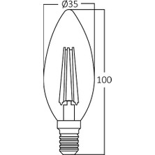 Braytron BA36-00410-BRAYTRON 4W 2700K Sarı Işık E14 Mum LED Rustik Ampul 5 Li Paket