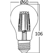 Braytron BA38-00720-BRAYTRON 7W 2700K Sarı Işık E27 A60 LED Rustik Ampul 3 Lü Paket