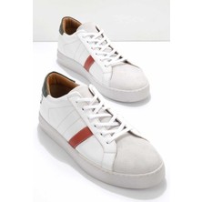 Bambi Beyaz Yeşil Leather Erkek Sneaker E01585200703