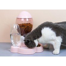 F Fityle Çift Kullanımlı Köpek Kedi Otomatik Besleyici 2.2l Gıda Dağıtıcı 600 ml Waterer Pembe (Yurt Dışından)