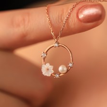 Byes 925 Ayar Gümüş Sedef ve Incili Halka Kolye