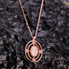 Byes 925 Ayar Gümüş Gül Kuvars Taşlı Kolye